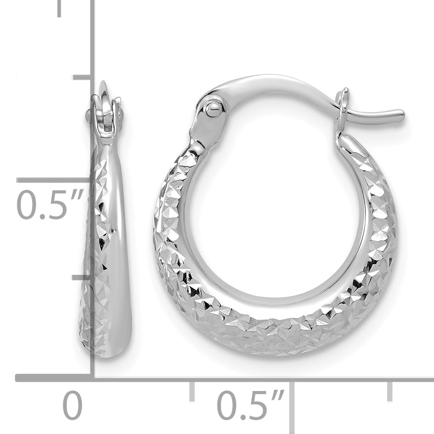 14K White Gold Polished Hoop Earrings, 3.5mm