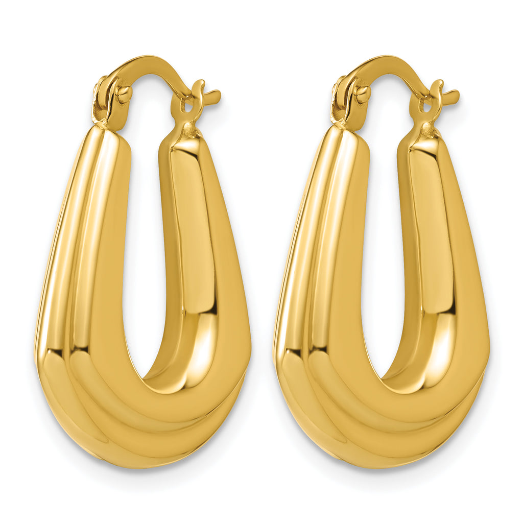 14K Yellow Gold Grooved Hoop Earrings, 4.6mm