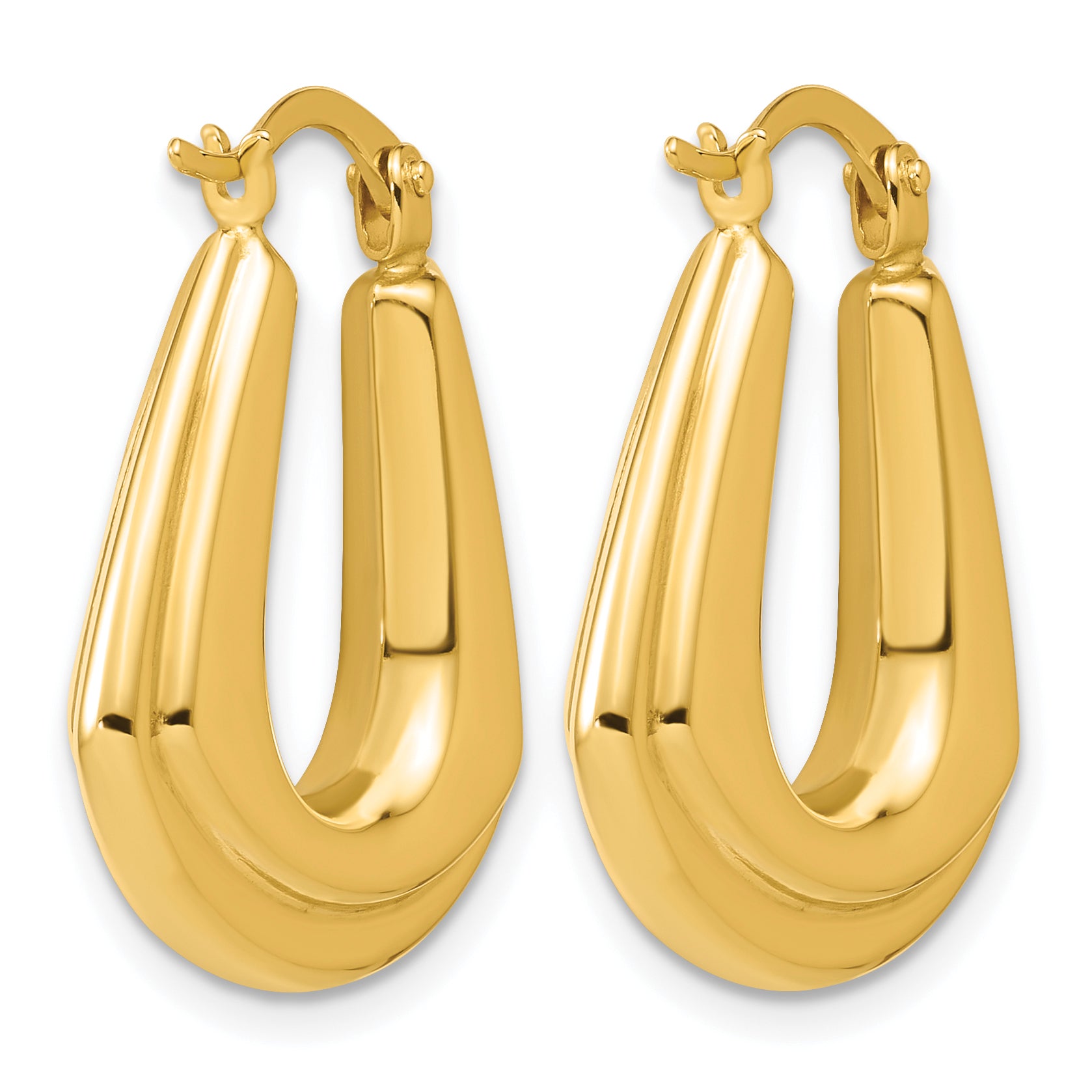 14K Yellow Gold Grooved Hoop Earrings, 4.6mm
