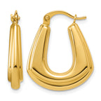 14K Yellow Gold Grooved Hoop Earrings, 4.6mm