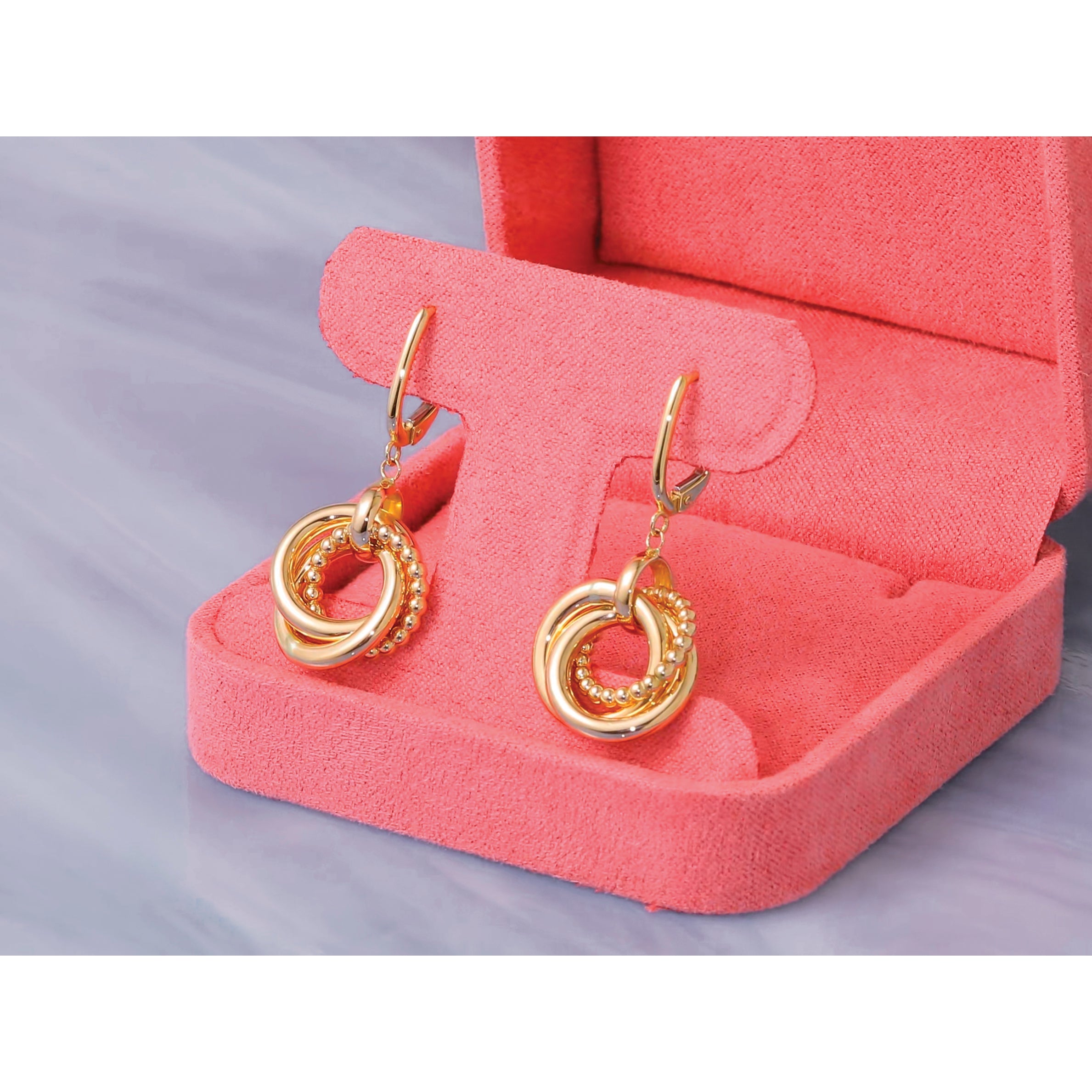 14K Yellow Gold Beaded Earrings Secondary image