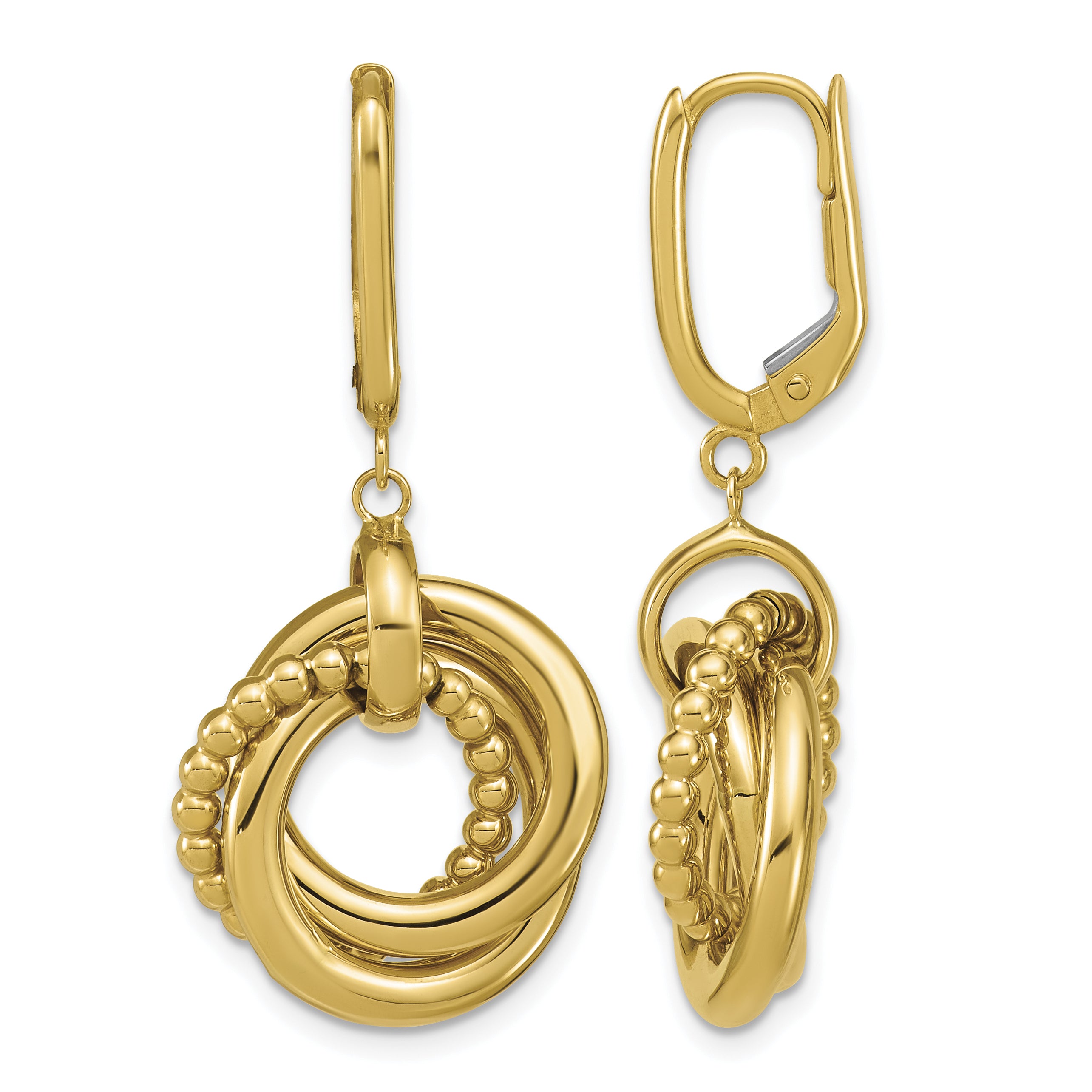 14K Yellow Gold Beaded Earrings