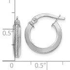 14K White Gold Polished Glimmer Infused Hoop Earrings