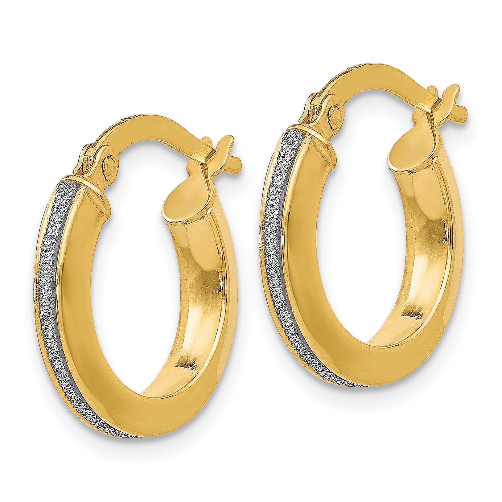 14K Polished Glimmer Infused Hoop Earrings Secondary image