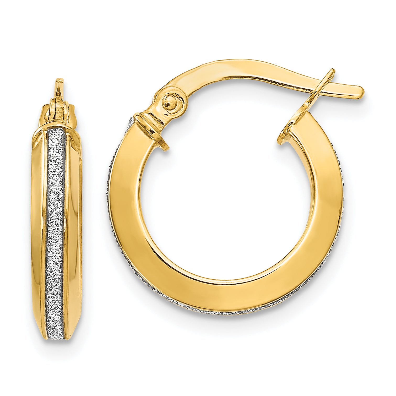 14K Polished Glimmer Infused Hoop Earrings Main image