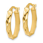 14K Polished and Twisted Oval Hoop Earrings