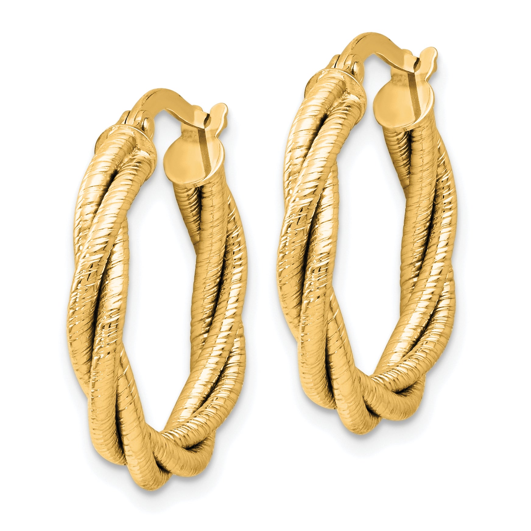 14K Twisted Triple Twist Hoop Earrings Secondary image