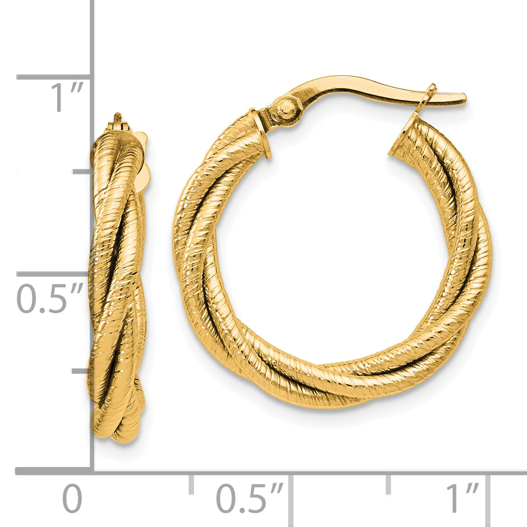 14K Twisted Triple Twist Hoop Earrings