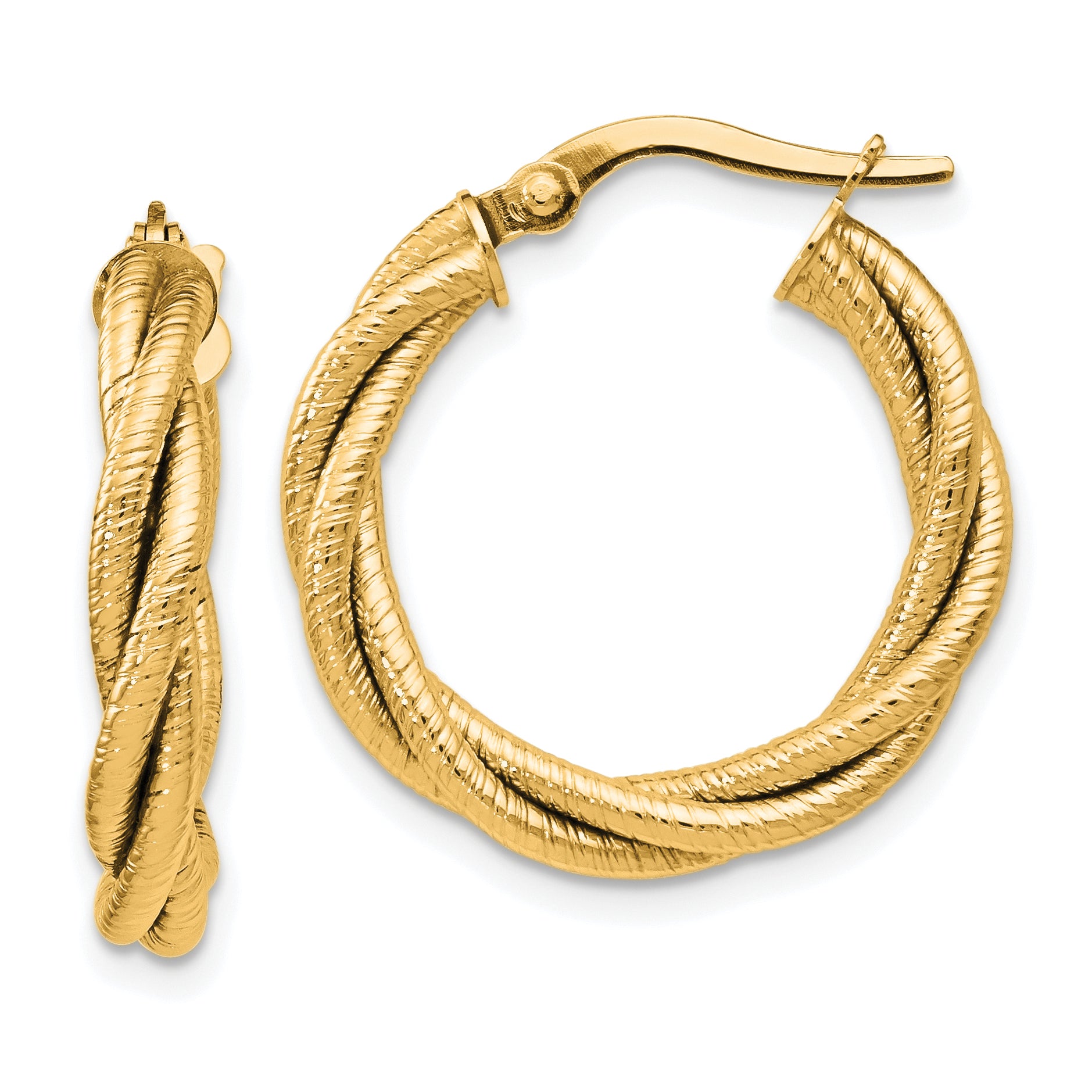 14K Twisted Triple Twist Hoop Earrings Main image