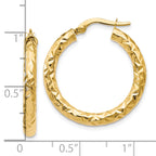 14K ForeverLite Polished and Textured Hoop Earrings