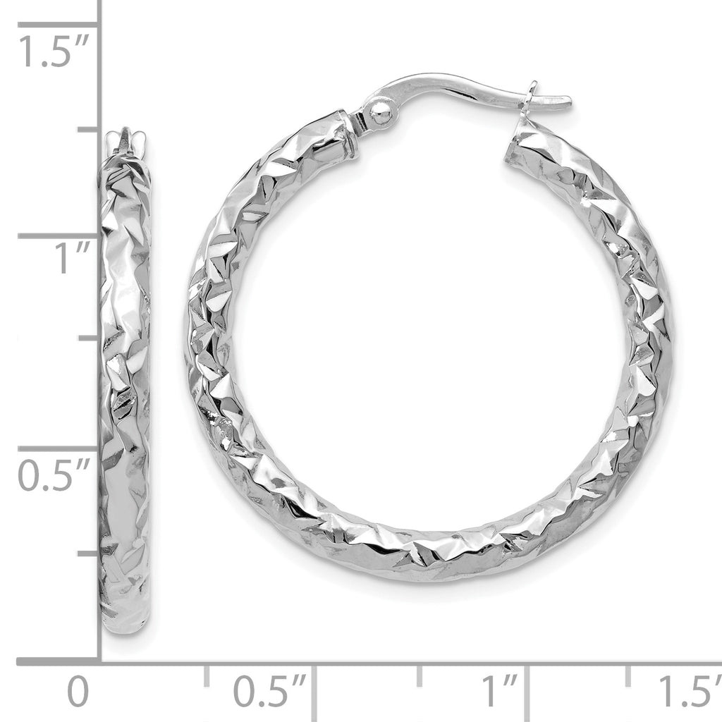 14K ForeverLite White Gold Polished and Textured Earrings