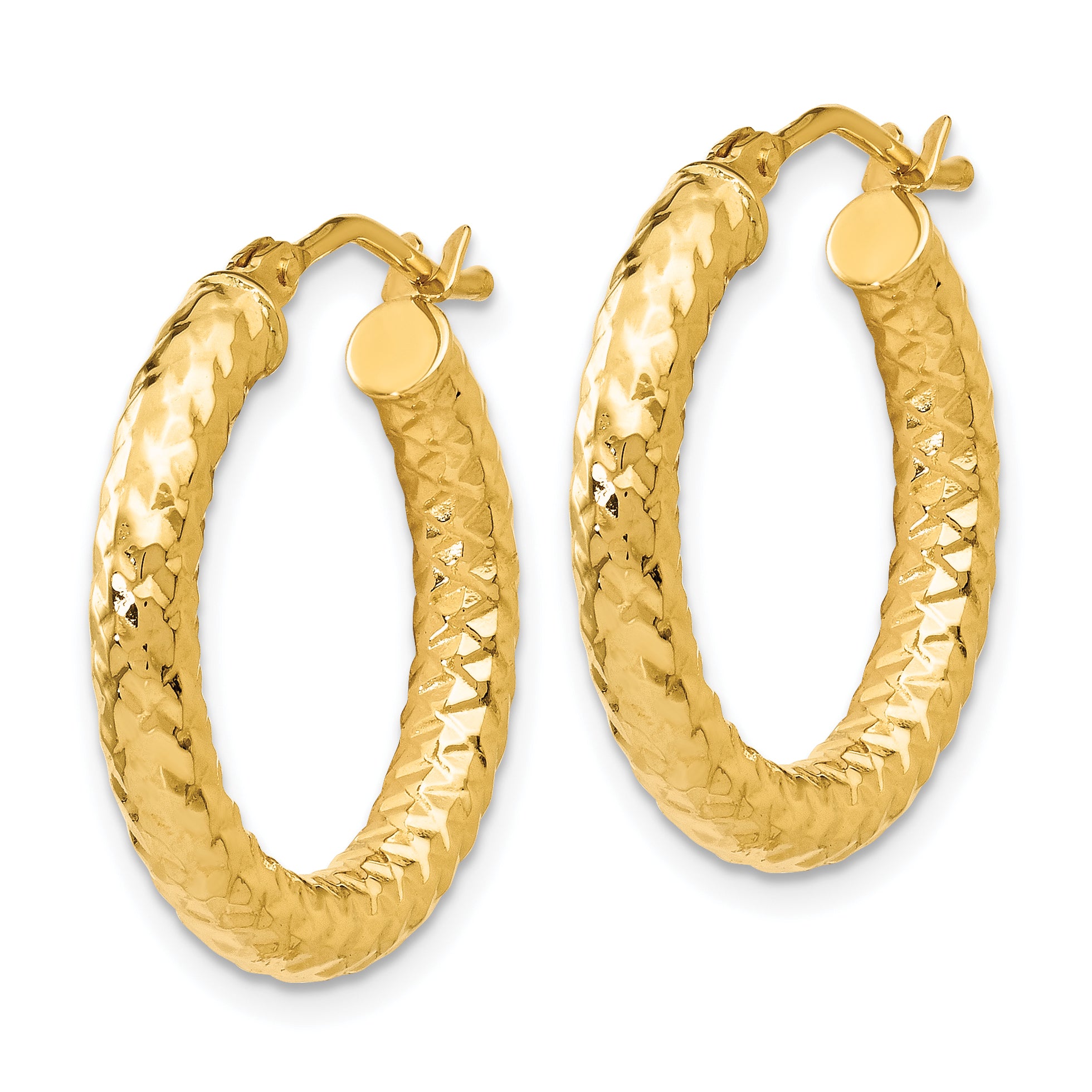 14K ForeverLite Polished and Textured Hoop Earrings