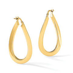 14K Polished Twisted Oval Hoop Earrings
