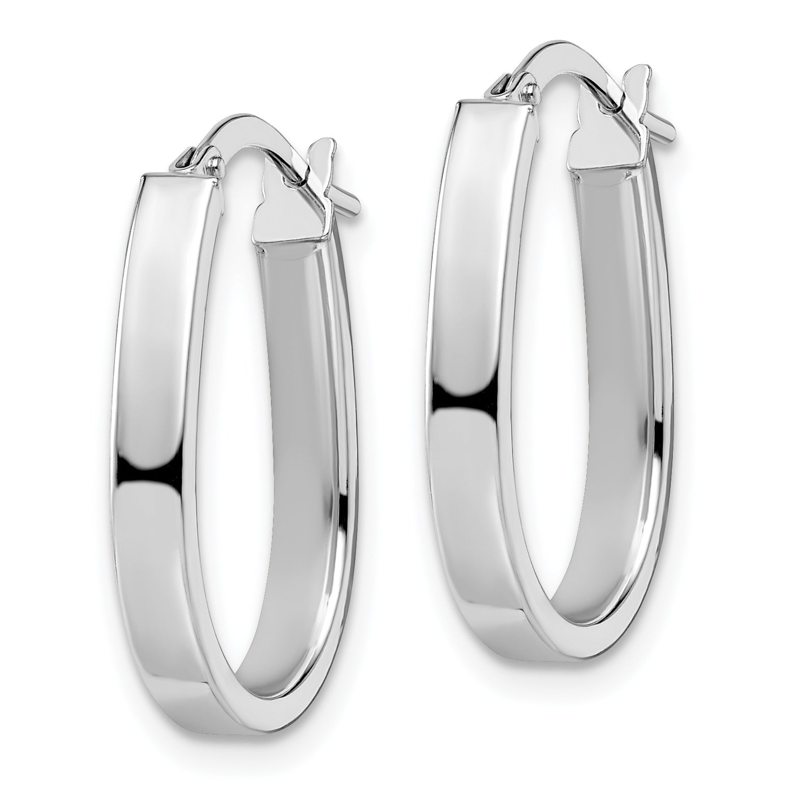 14K White Gold Polished U-Shape Hoop Earrings Secondary image