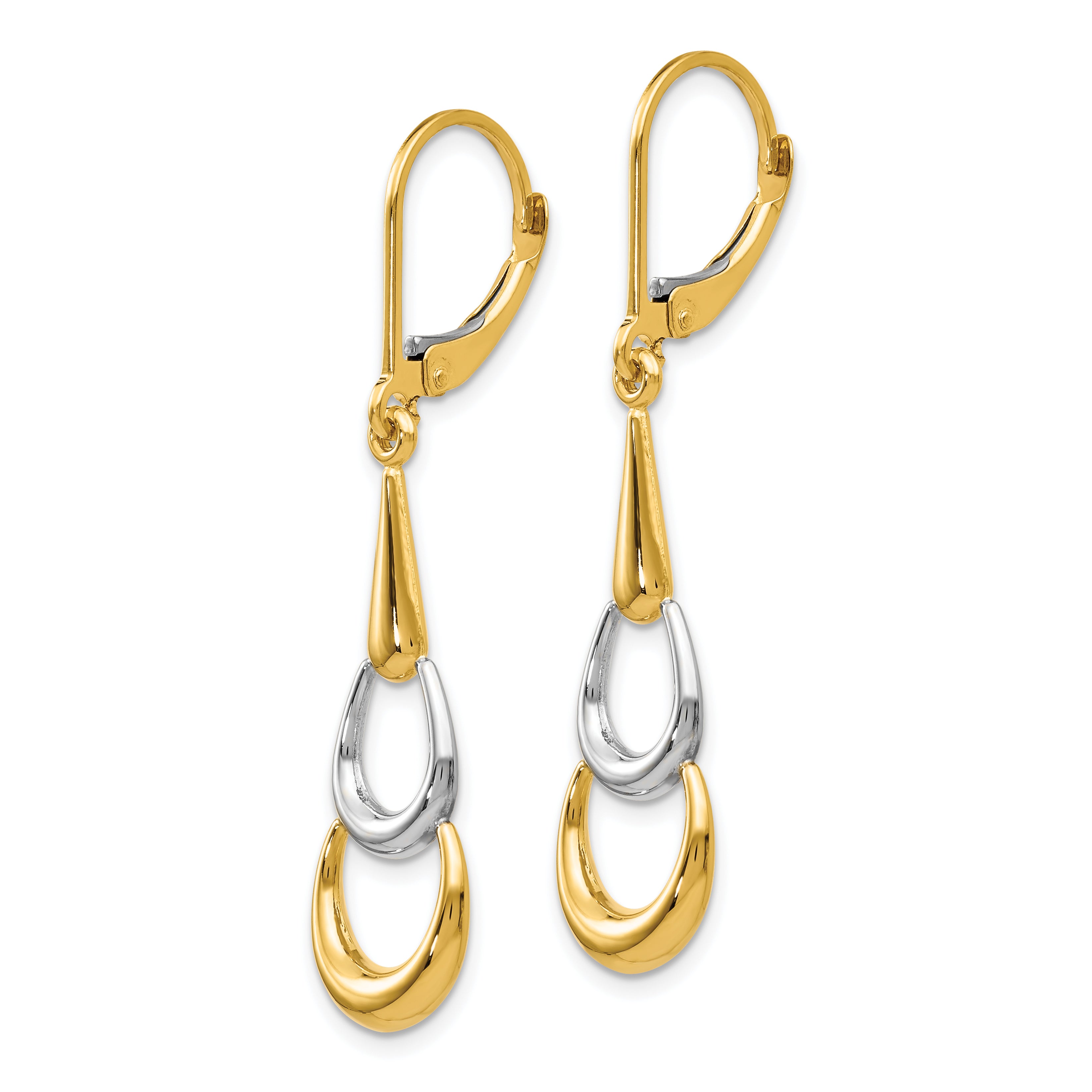 14K Two-tone Polished Leverback Earrings