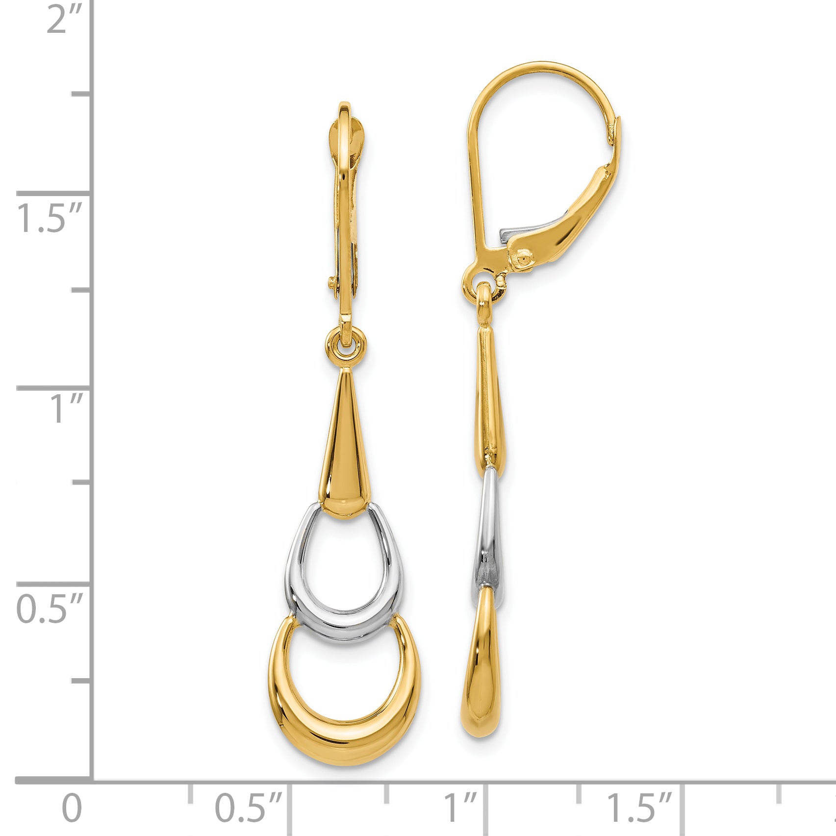 14K Two-tone Polished Leverback Earrings