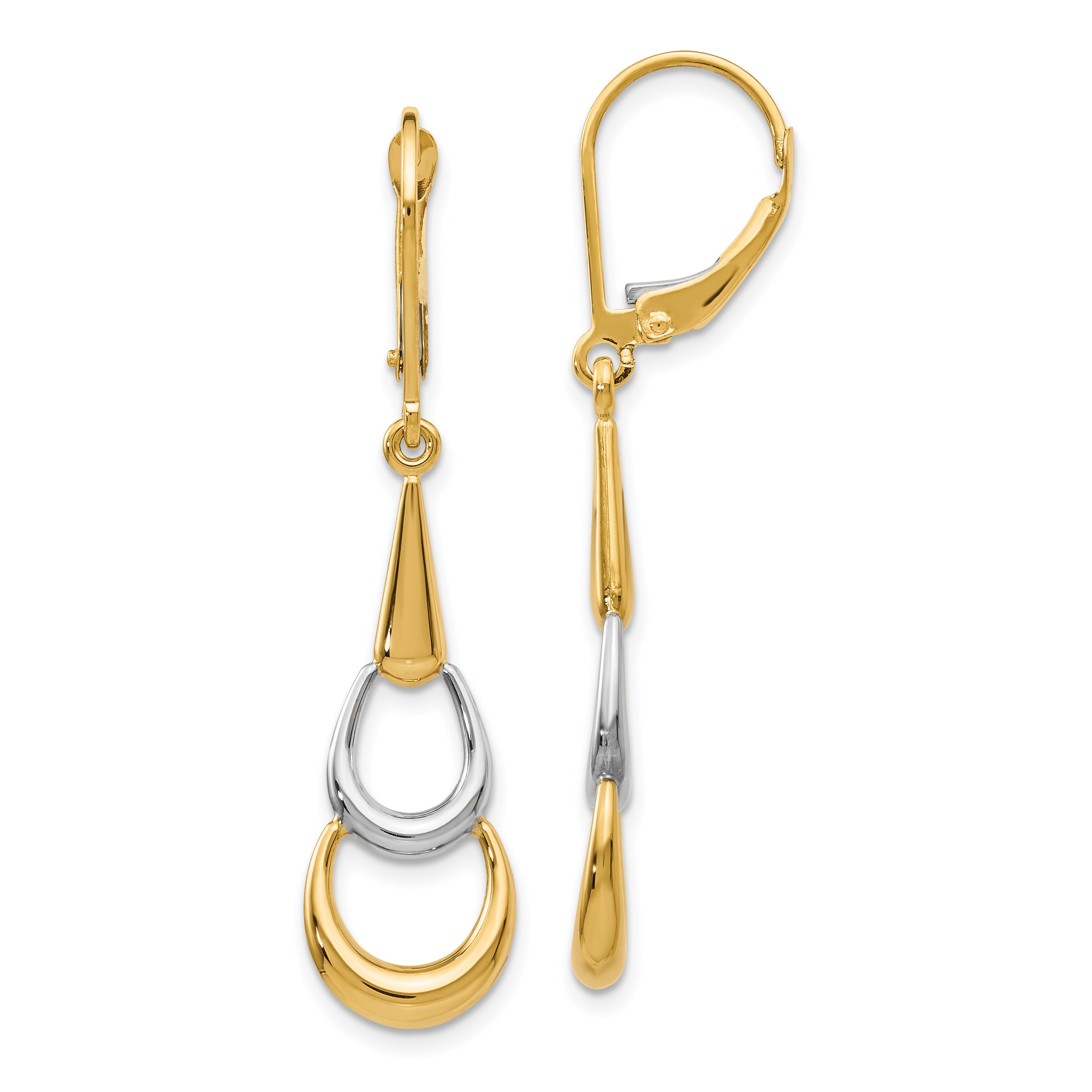 14K Two-tone Polished Leverback Earrings