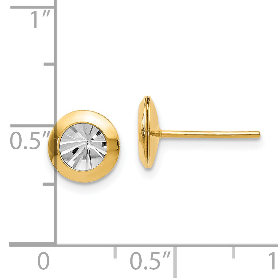 14K Rhodium and Polished and D/C Post Earrings