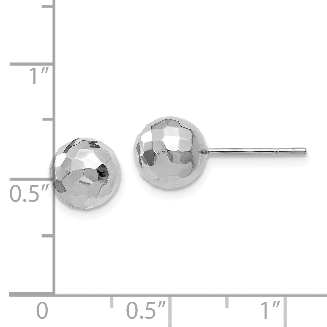 14K White Gold Polished Faceted Post Earrings