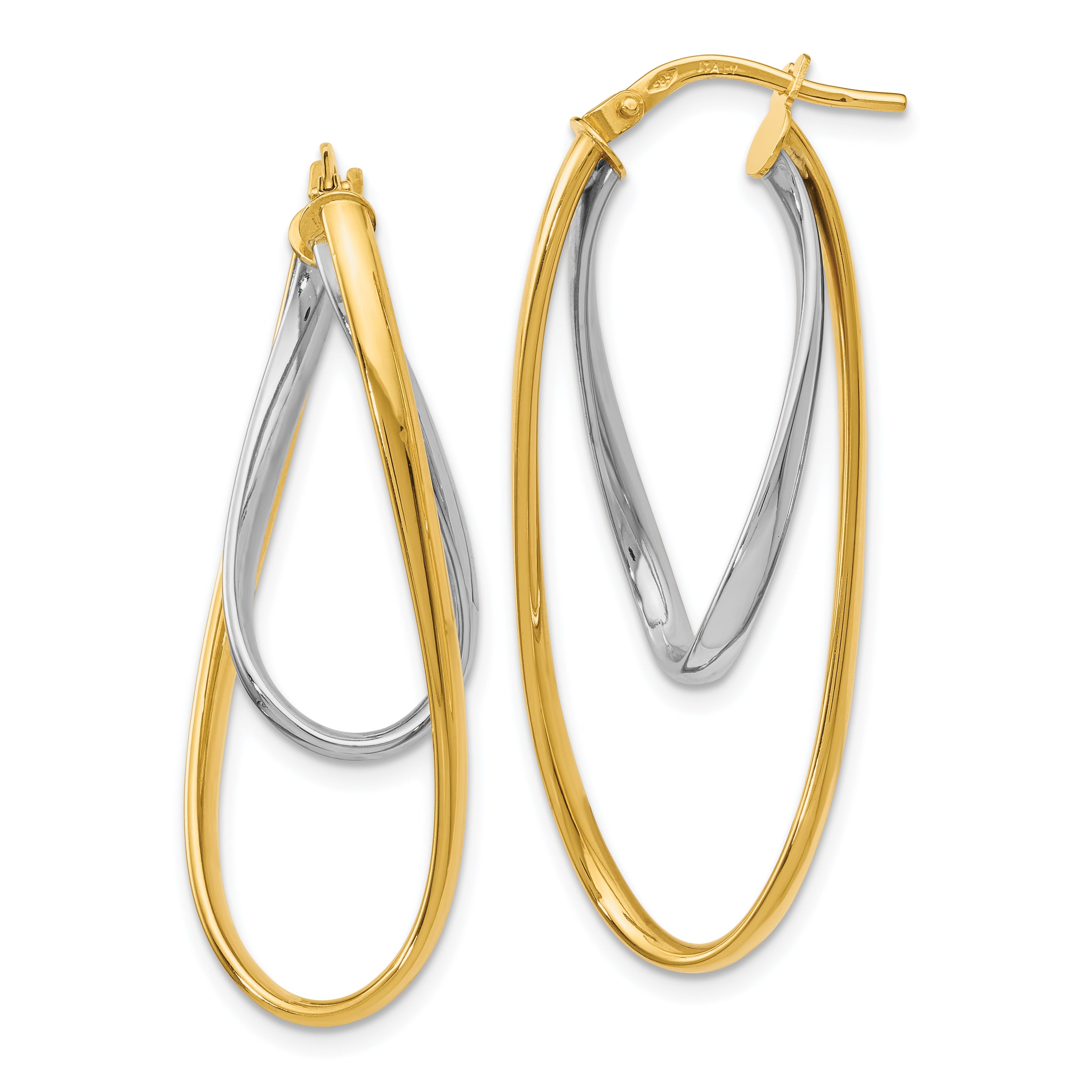 14K Two-Tone Polished Hoop Earrings