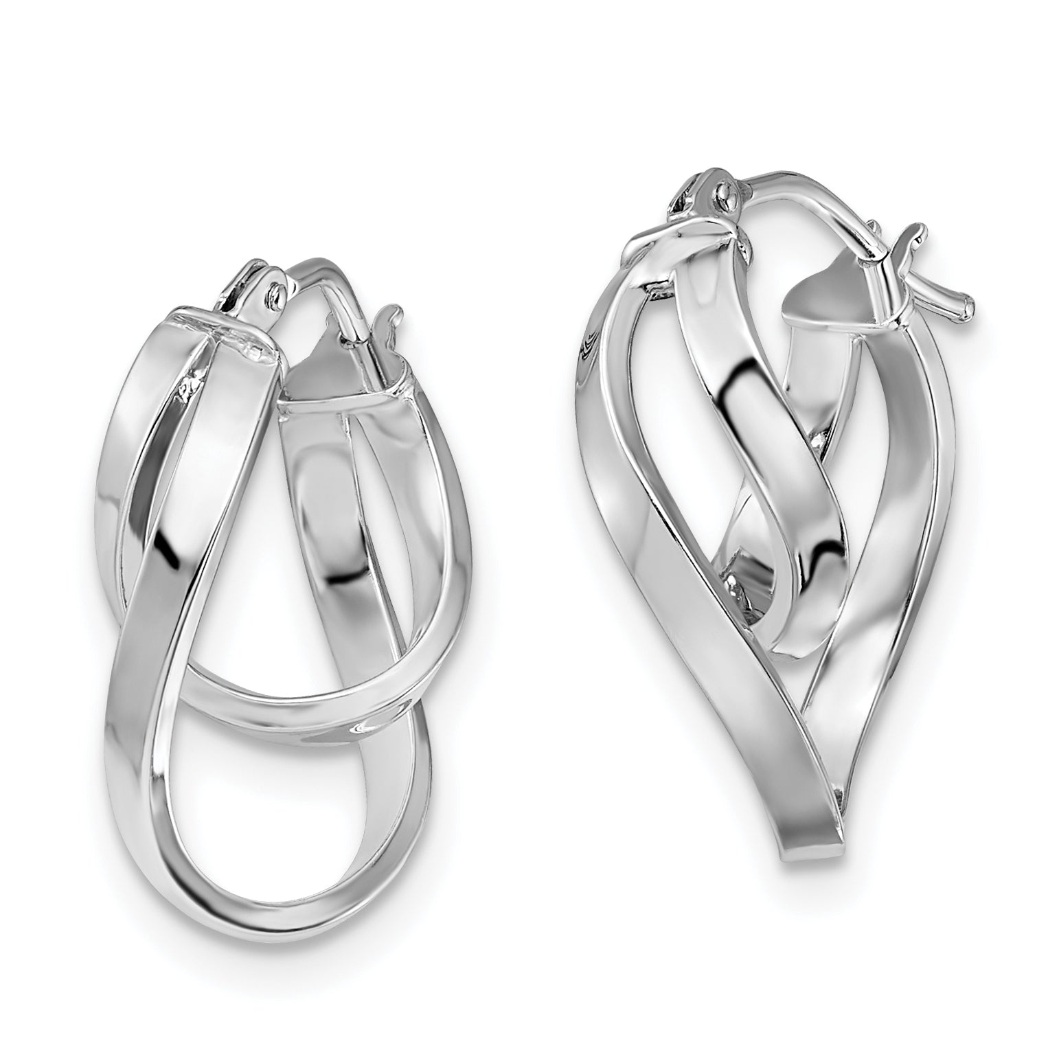 14K w/Wht RH-plating Polished Hinged Hoop Earrings Secondary image