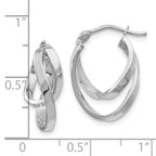 14K w/Wht RH-plating Polished Hinged Hoop Earrings