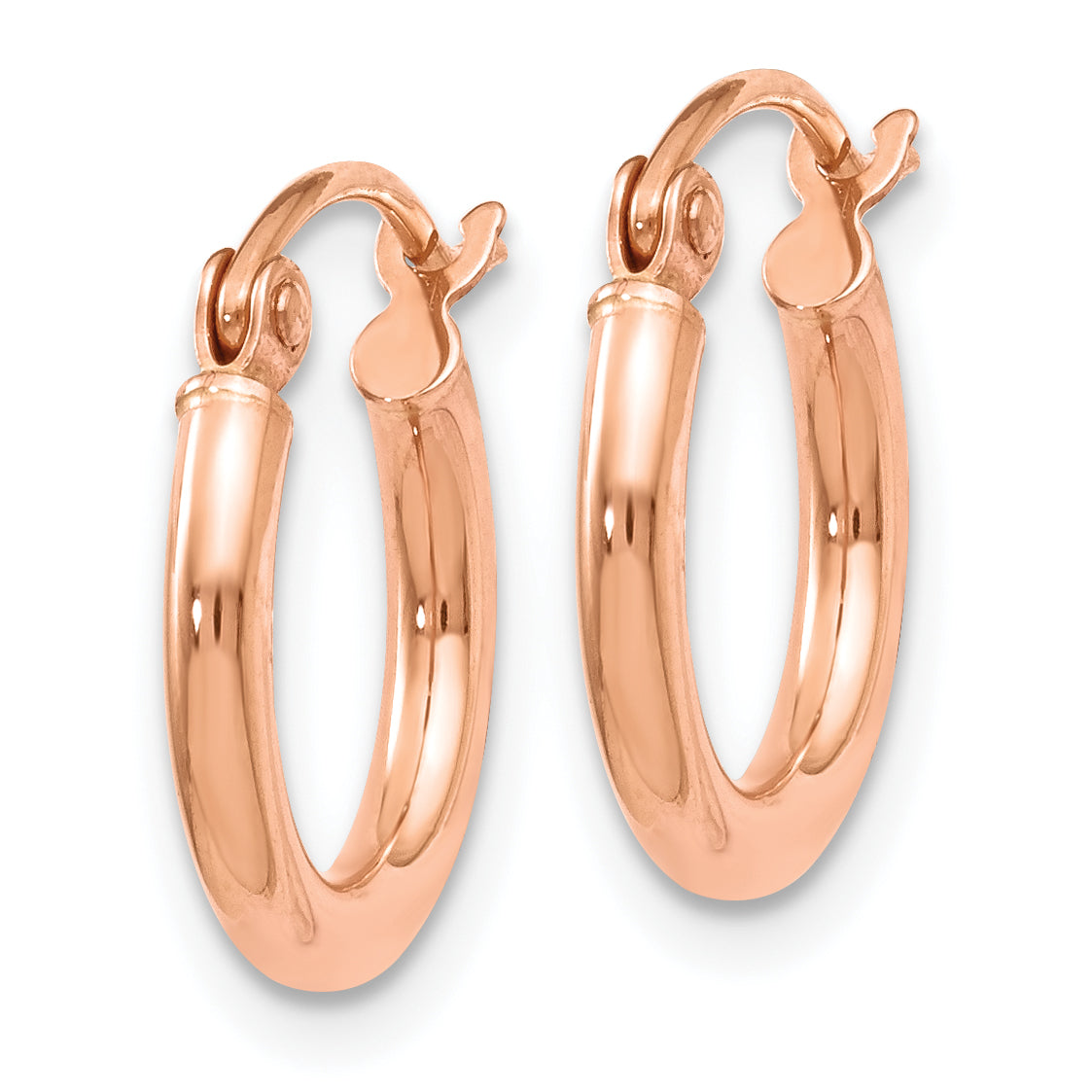 14K Rose Gold 2x12mm Polished Hoop Earrings Secondary image
