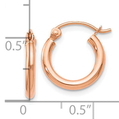 14K Rose Gold 2x12mm Polished Hoop Earrings
