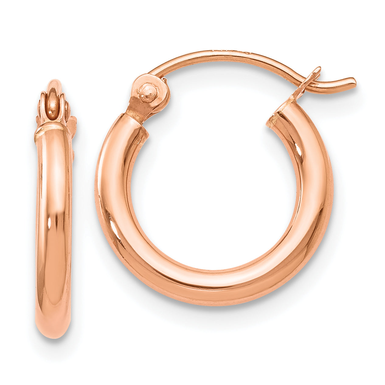 14K Rose Gold 2x12mm Polished Hoop Earrings Main image