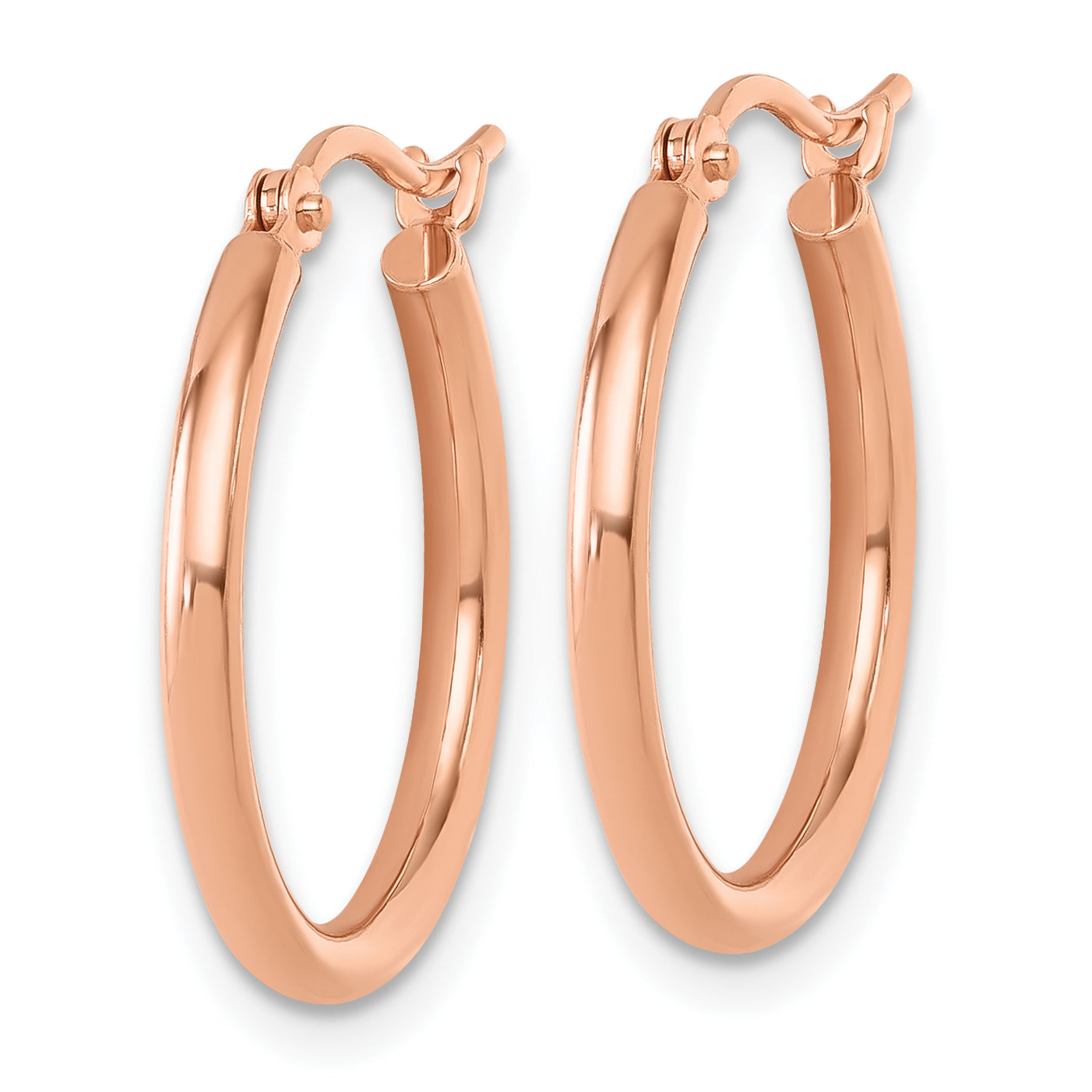 14K Rose Gold 2x20mm Polished Hoop Earrings Secondary image
