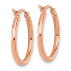 14K Rose Gold 2x20mm Polished Hoop Earrings