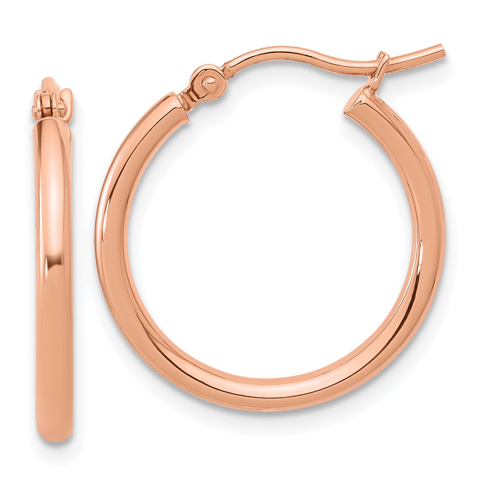 14K Rose Gold 2x20mm Polished Hoop Earrings Main image