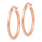 14K Rose Gold 2x25mm Polished Hoop Earrings
