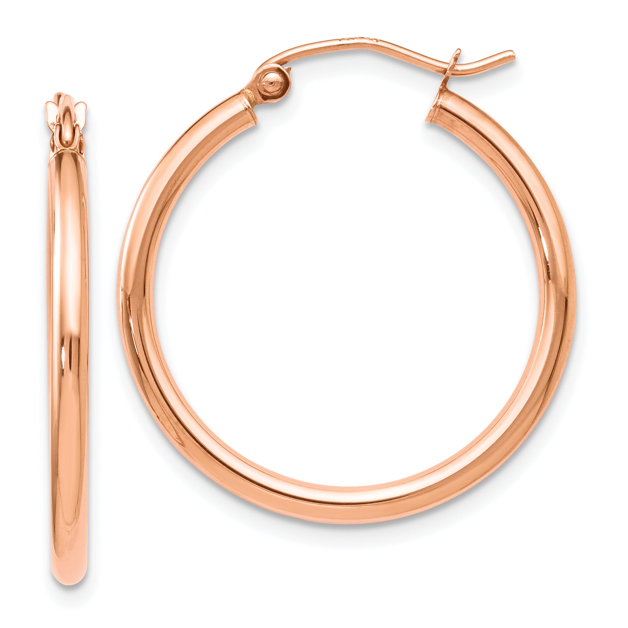 14K Rose Gold 2x25mm Polished Hoop Earrings Main image