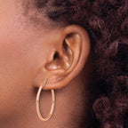 14K Rose Gold 2x30mm Polished Hoop Earrings