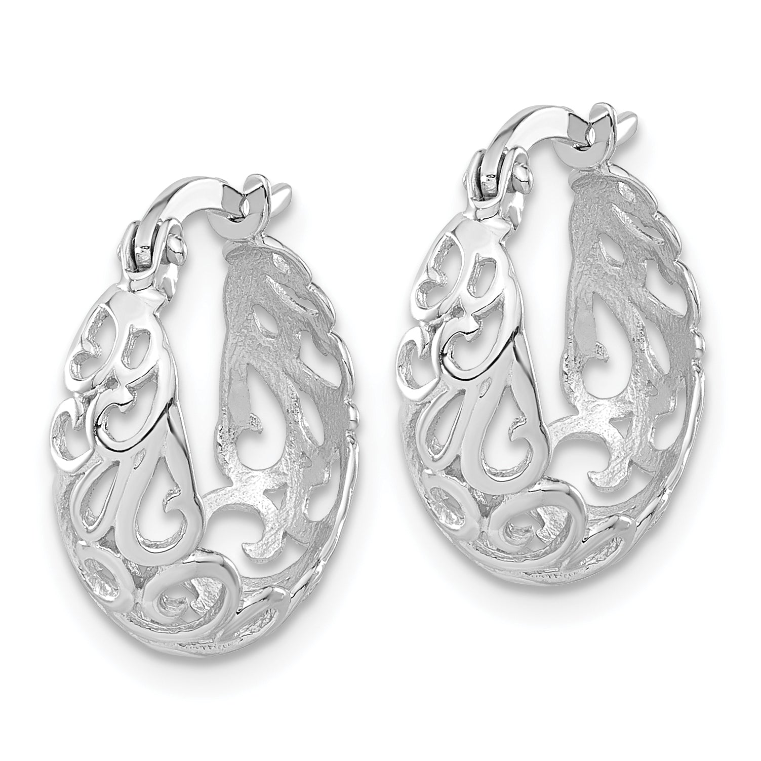 14K White Gold Polished Hoop Earrings Secondary image
