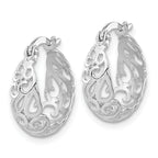14K White Gold Polished Hoop Earrings