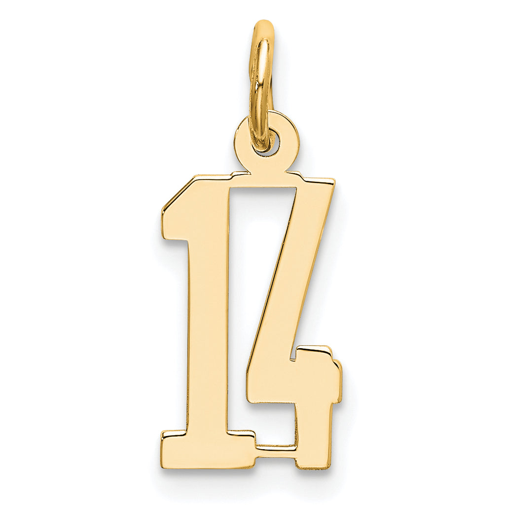 14k Small Elongated Number 14 Charm