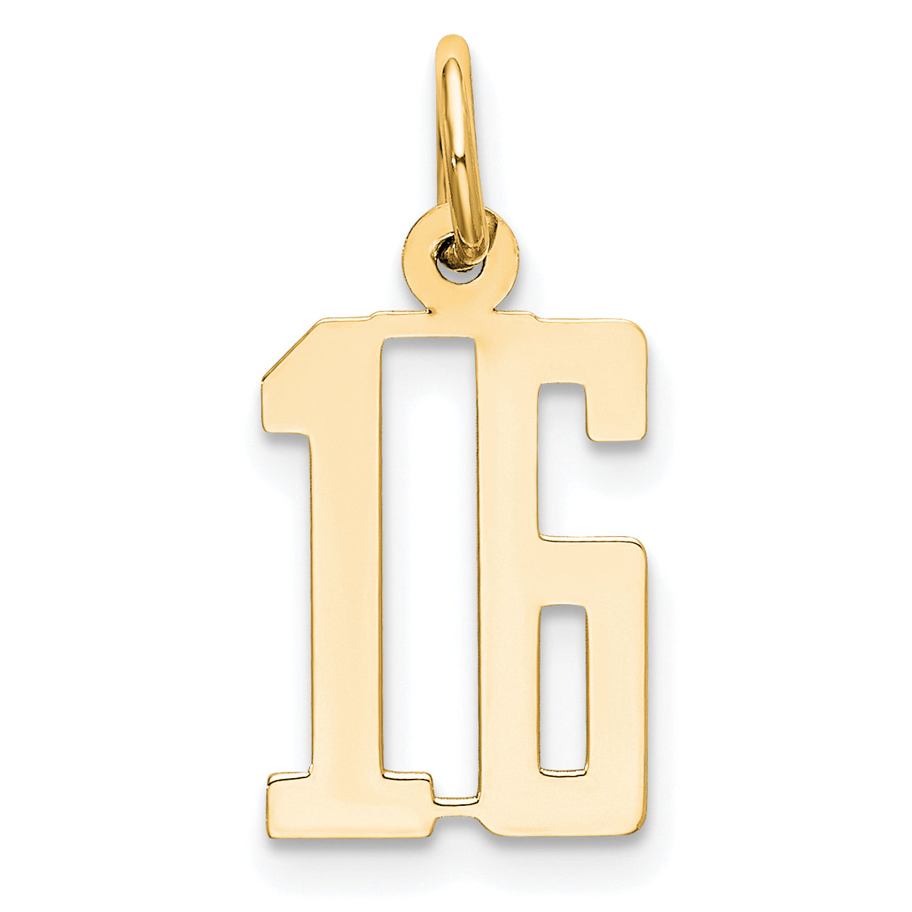 14K Gold Small Polished Elongated Charm with Laser Cut Design Secondary image