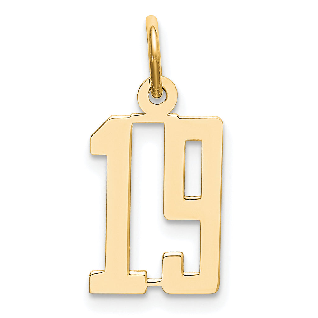 14k Small Elongated Number 19 Charm