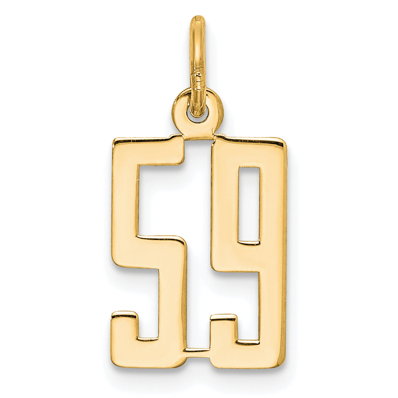 14K Gold Polished Elongated 59 Charm Small, Laser Cut Yellow Gold Secondary image