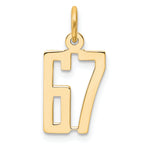 Small Elongated Number 67 Charm in 14K Yellow Gold - Sophia Jewelers