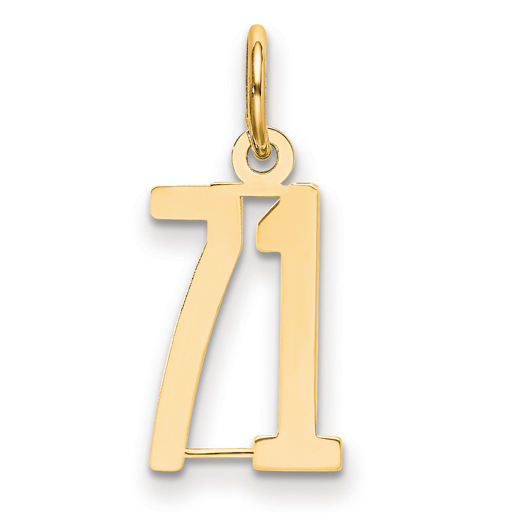 Number 71 Laser Cut Small Themed Charm in 14K Yellow Gold - Sophia Jewelers