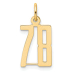 14k Small Elongated Number 78 Charm