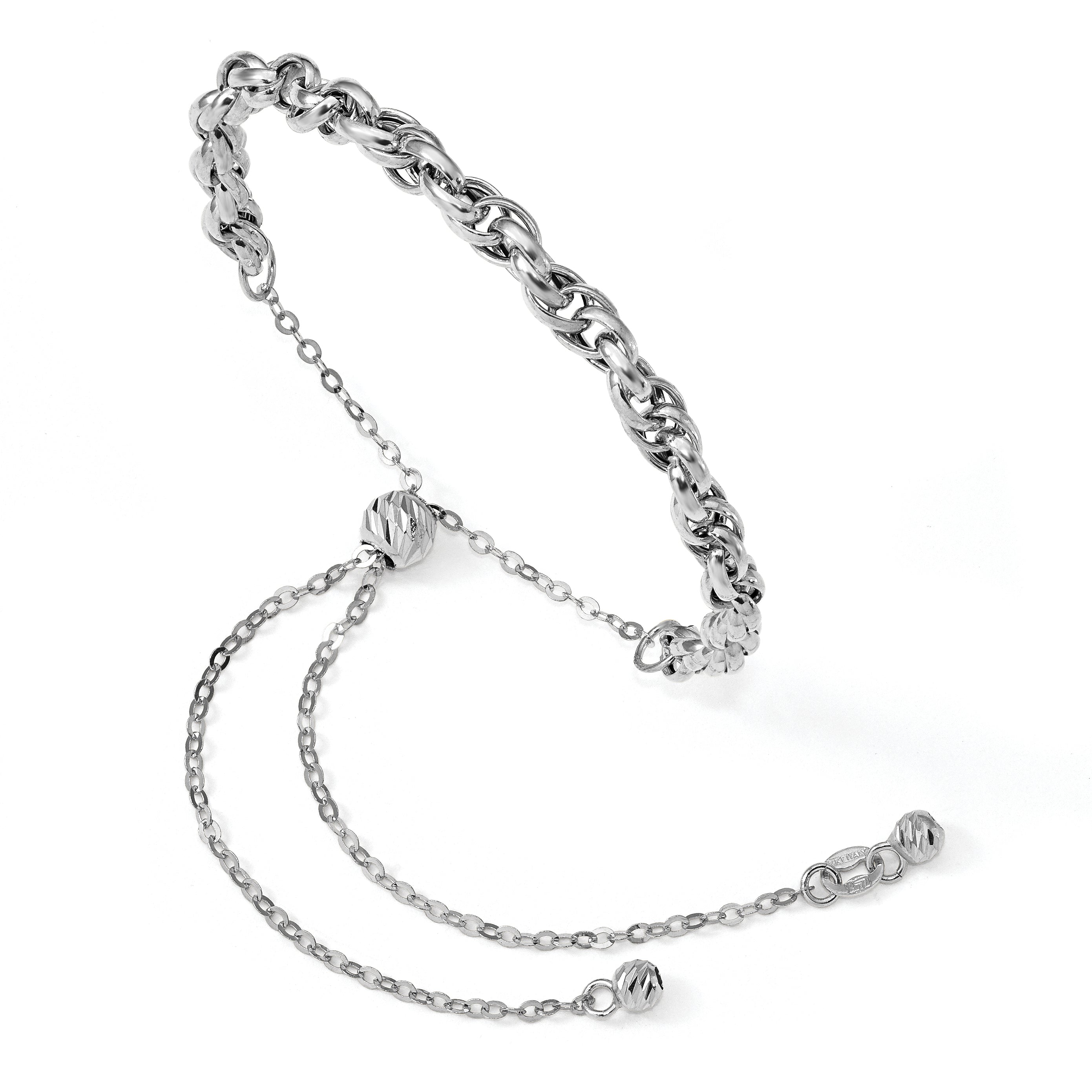 14K White Gold Polished Fancy Link Adj. Bracelet Secondary image