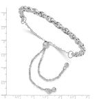 14K White Gold Polished Fancy Link Adj. Bracelet