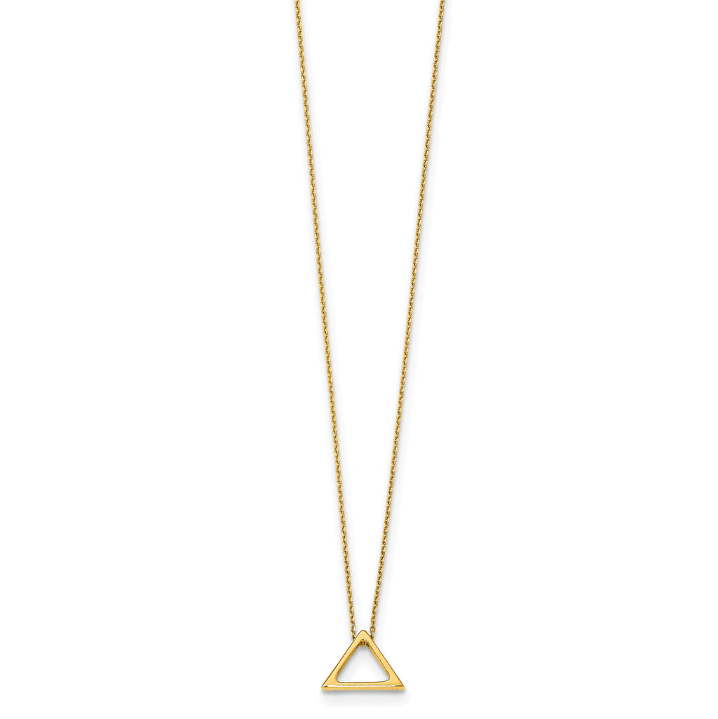 14K Polished Triangle w/2 in ext. Necklace