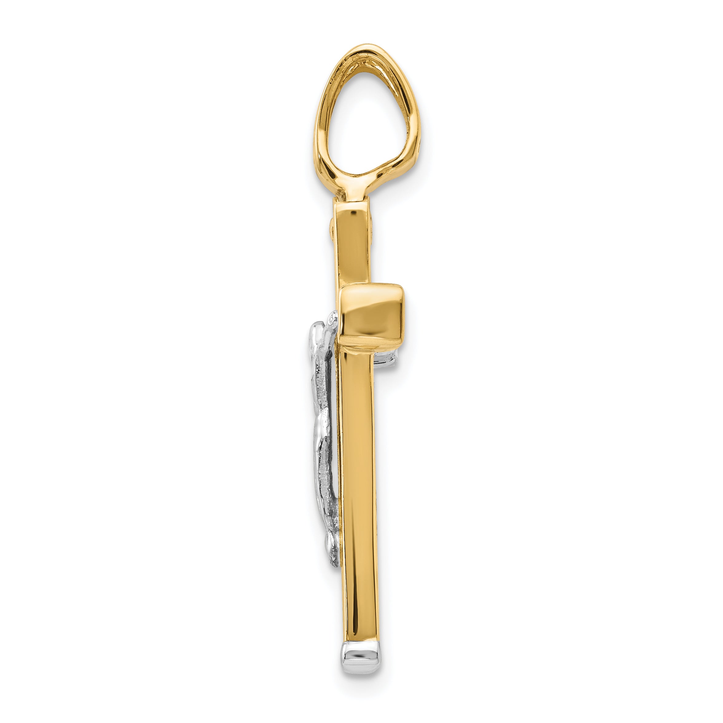14K Two-tone Polished Crucifix Pendant Secondary image