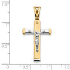 14K Two-tone Polished Crucifix Pendant
