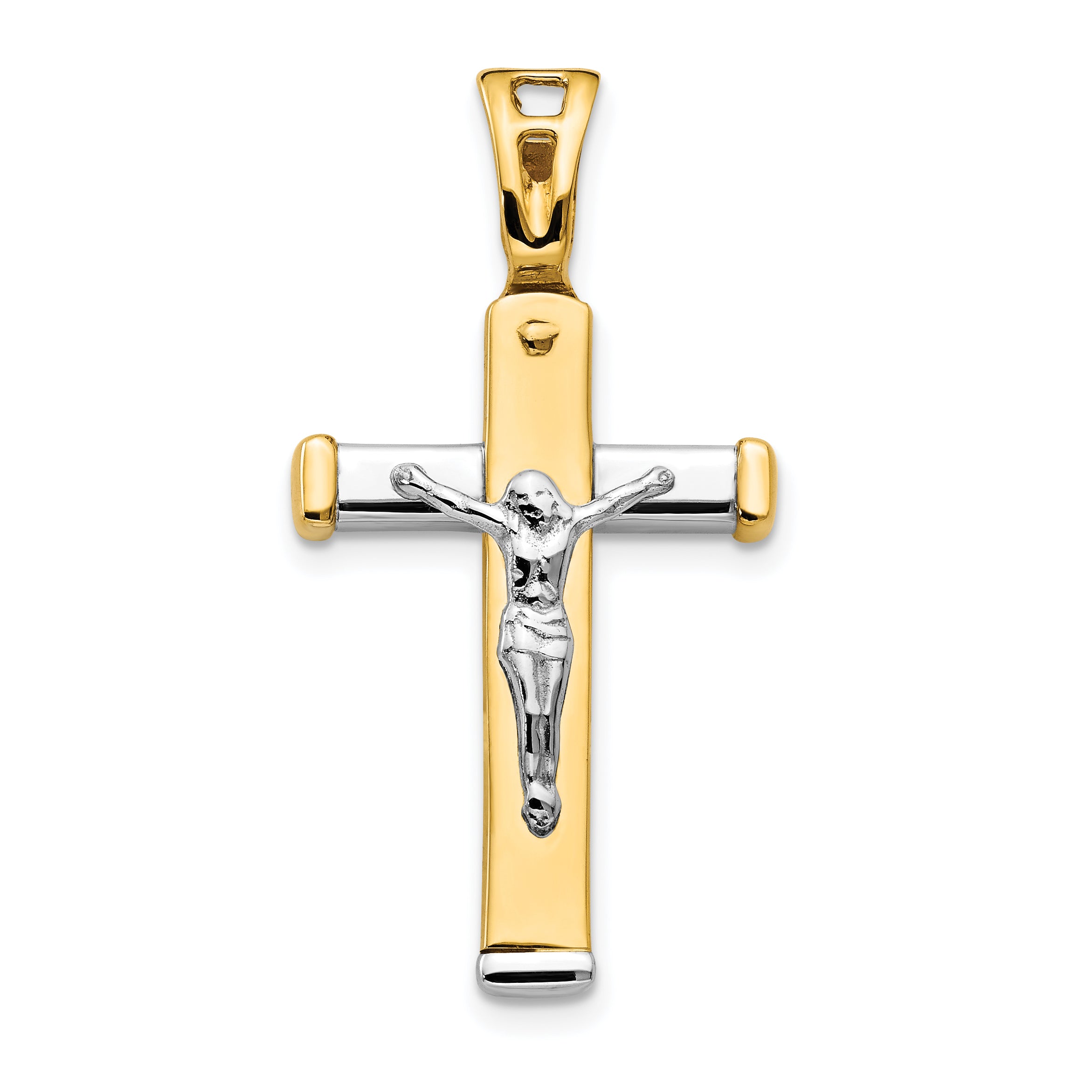 14K Two-tone Polished Crucifix Pendant Main image